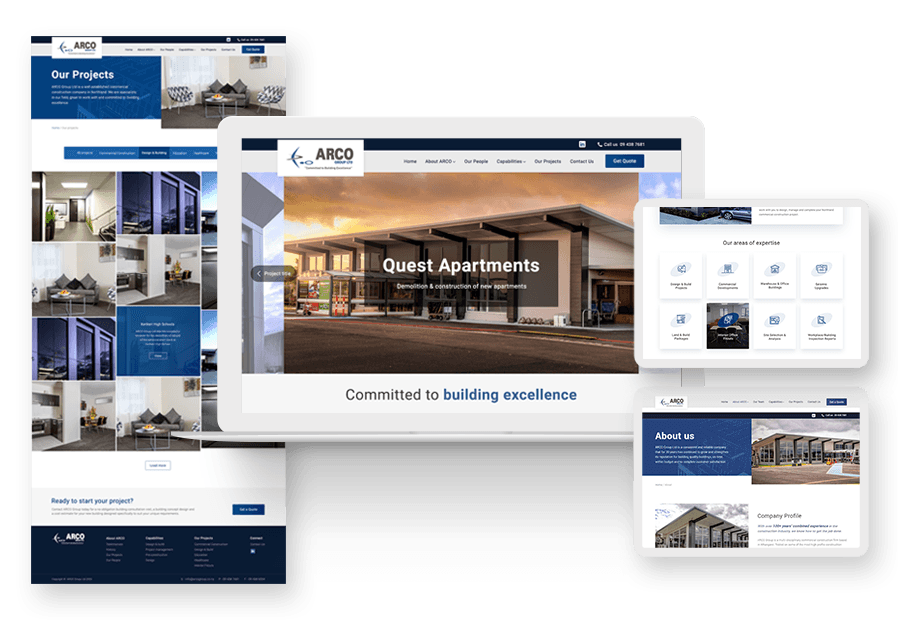 Kinbertulma created the website for construction company ARCO to present their services